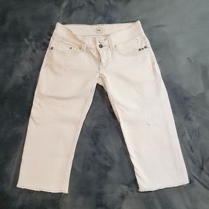 Y2K Hydraulic H2J White, Ripped, Lowrise Capris, size 3/4